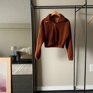 Cropped Teddy Quarter-Zip Sweater